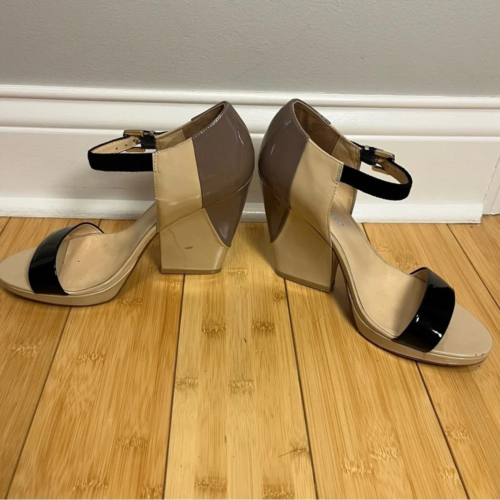 Carlo Pazolini Women Tan Brown Wedge Strappy Sandals Heels Size 38/8 Formal